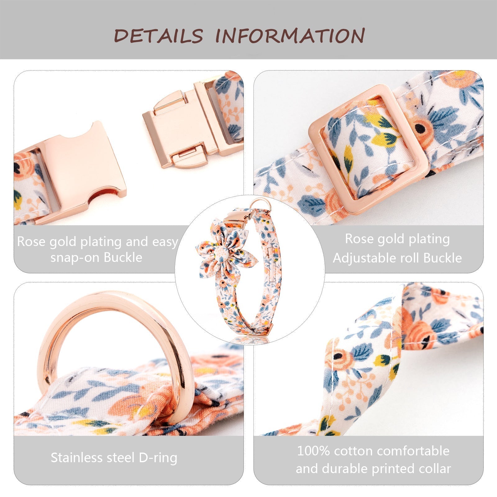 Black Pearl Floral collar & leash set